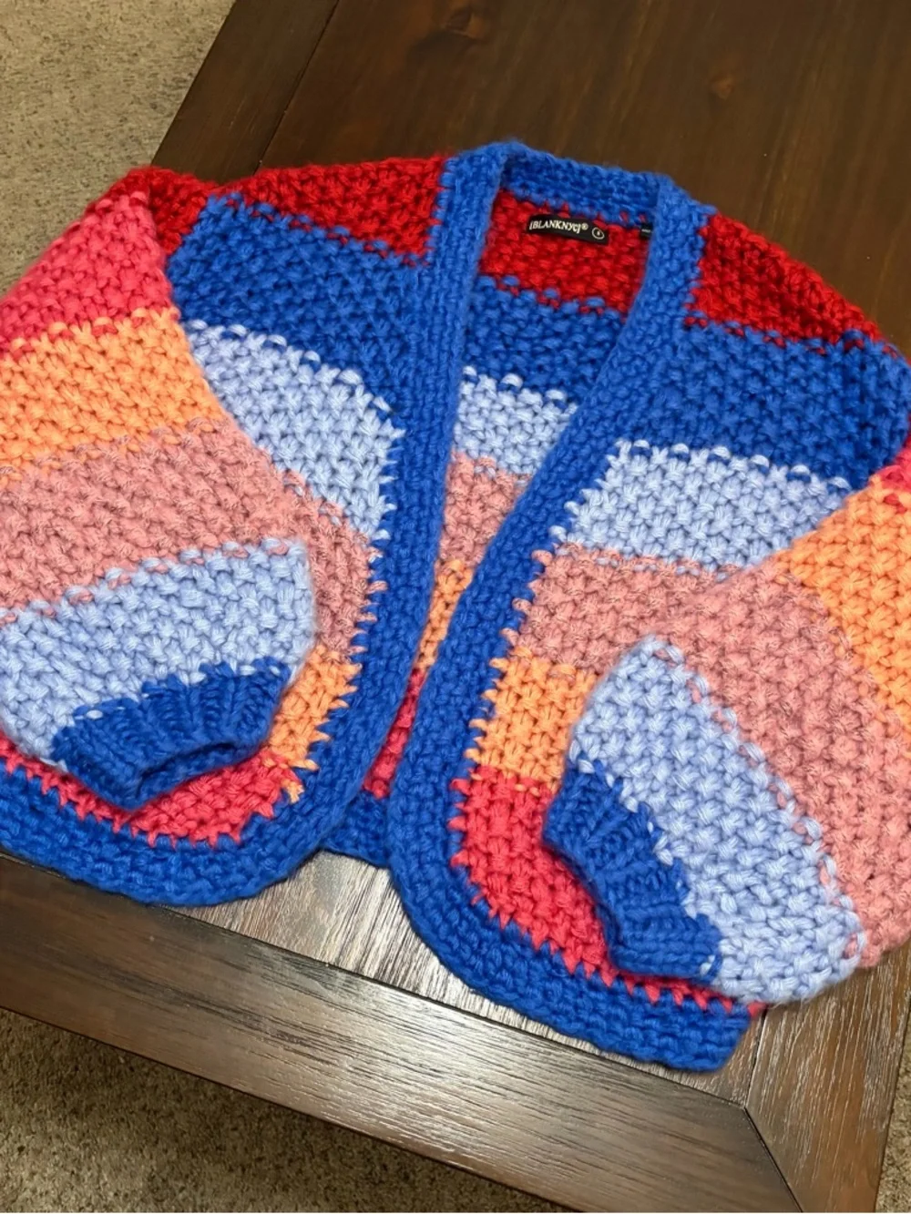 Blank NYC Catch The Rainbow Cardigan Multi Color Chunky Knit Sweater - Picture 5 of 14